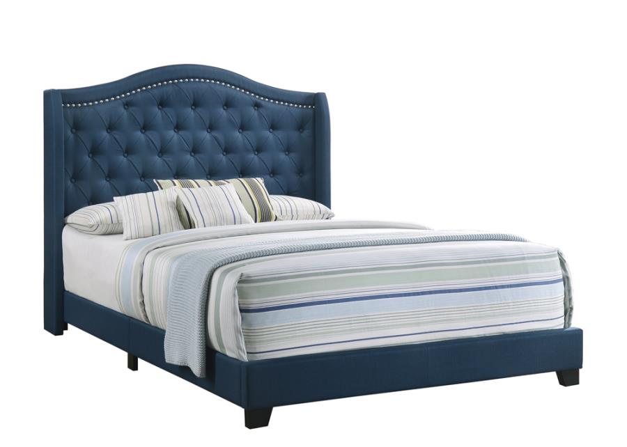 Sonoma Eastern King Camel Headboard with Nailhead Trim Bed Blue_1