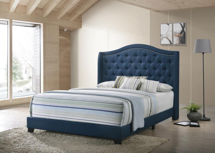 Sonoma Eastern King Camel Headboard with Nailhead Trim Bed Blue_0