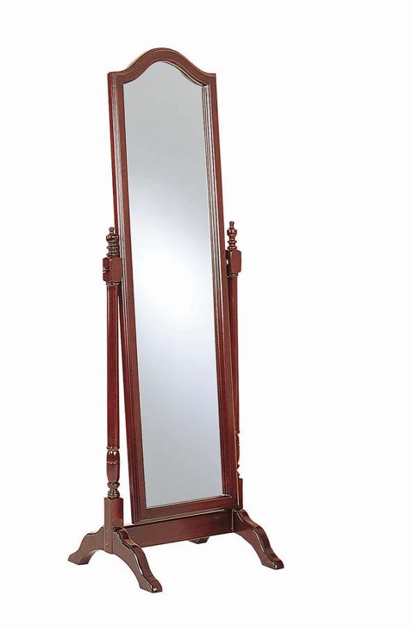 Rectangular Cheval Mirror with Arched Top Merlot_0