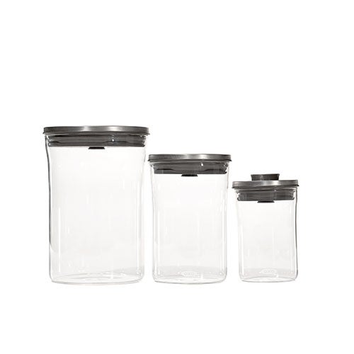 Steel 3pc Glass Graduated POP Canister Set_0