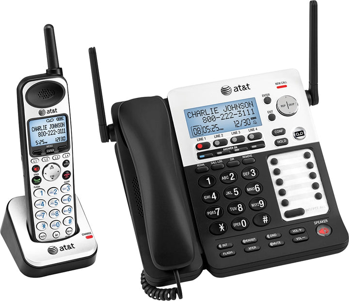 AT&T - SB67138 SynJ® Expandable 4-Line Corded/Cordless Small Business Phone System - Black/Silver_1