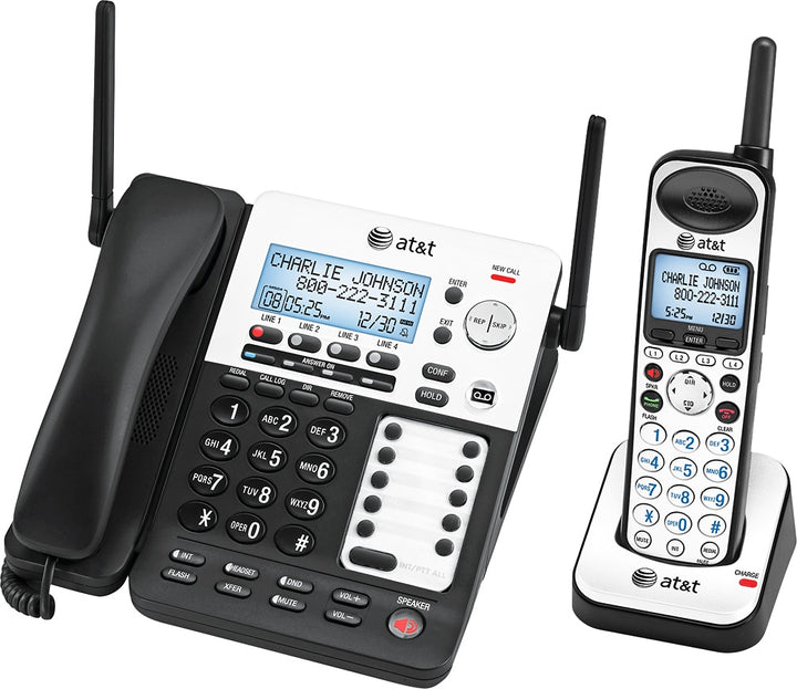 AT&T - SB67138 SynJ® Expandable 4-Line Corded/Cordless Small Business Phone System - Black/Silver_2