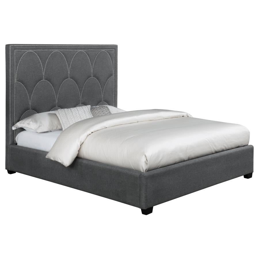 Bowfield Upholstered Bed with Nailhead Trim Charcoal_1