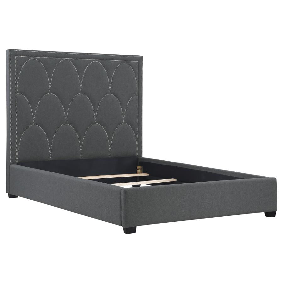 Bowfield Upholstered Bed with Nailhead Trim Charcoal_2