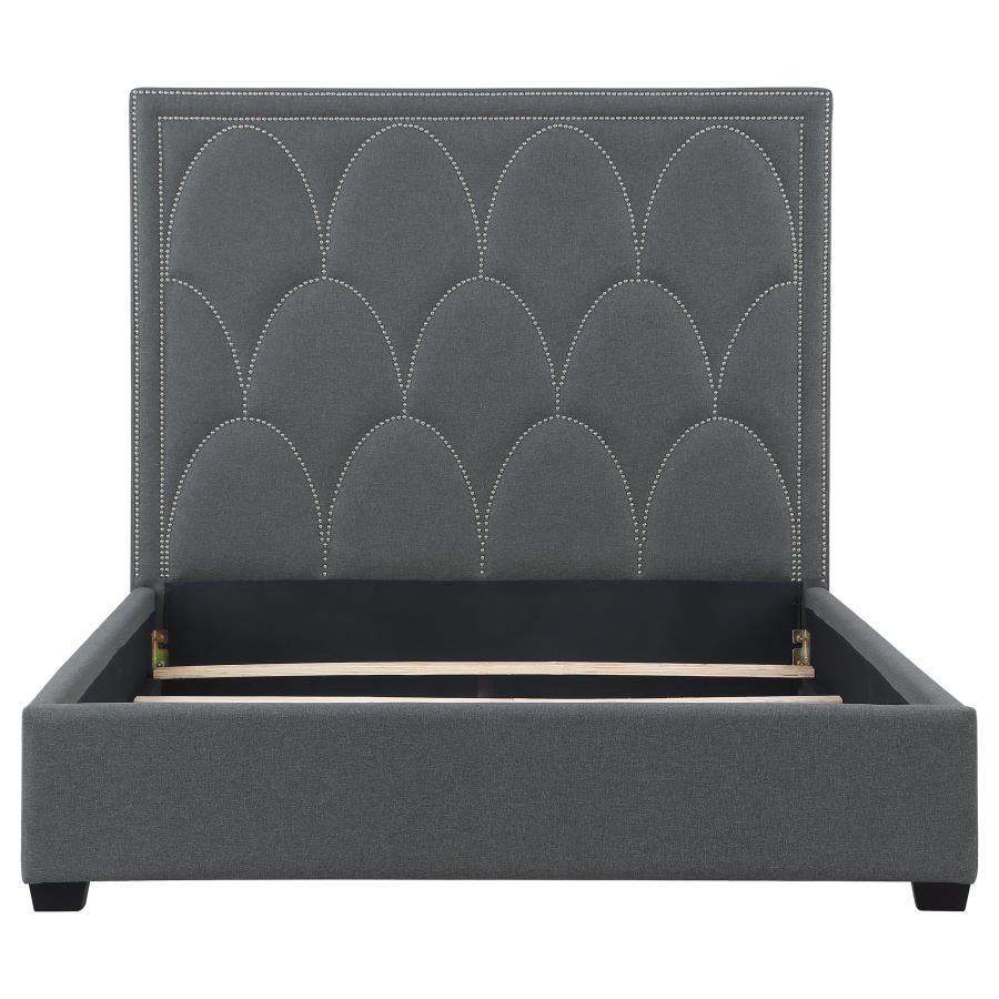 Bowfield Upholstered Bed with Nailhead Trim Charcoal_3