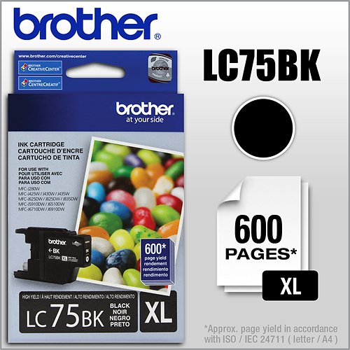 Brother - LC75BK XL High-Yield Ink Cartridge - Black_0