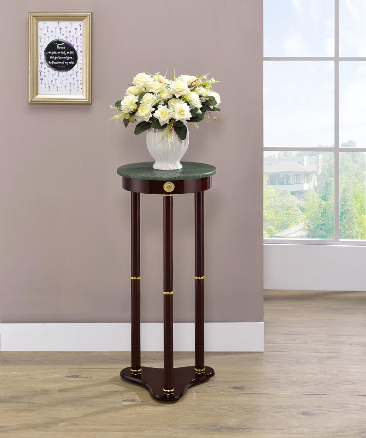 Round Marble Top Accent Table Merlot_0