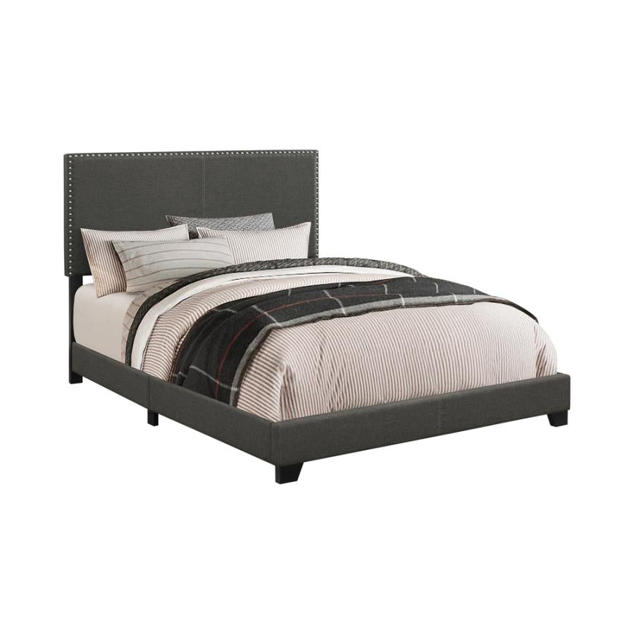 Boyd Twin Upholstered Bed with Nailhead Trim Charcoal_1