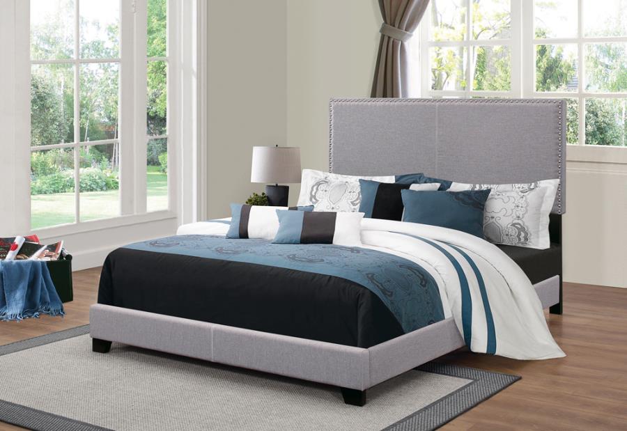 Boyd Full Upholstered Bed with Nailhead Trim Grey_0