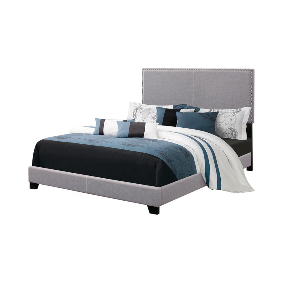 Boyd Eastern King Upholstered Bed with Nailhead Trim Grey_1