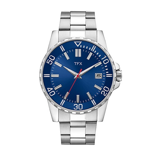 TFX Mens Silver-Tone Stainless Steel Watch Blue_0