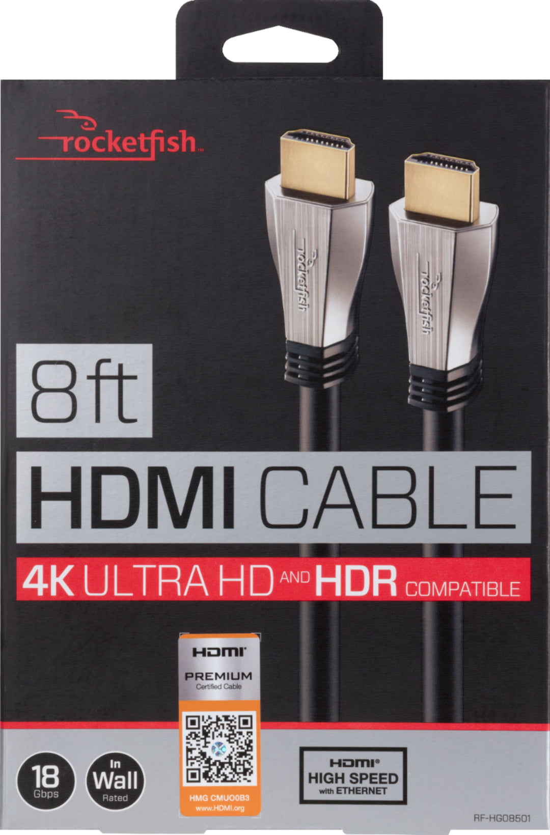 Rocketfish™ - 8' 4K UltraHD/HDR In-Wall Rated HDMI Cable - Black_7