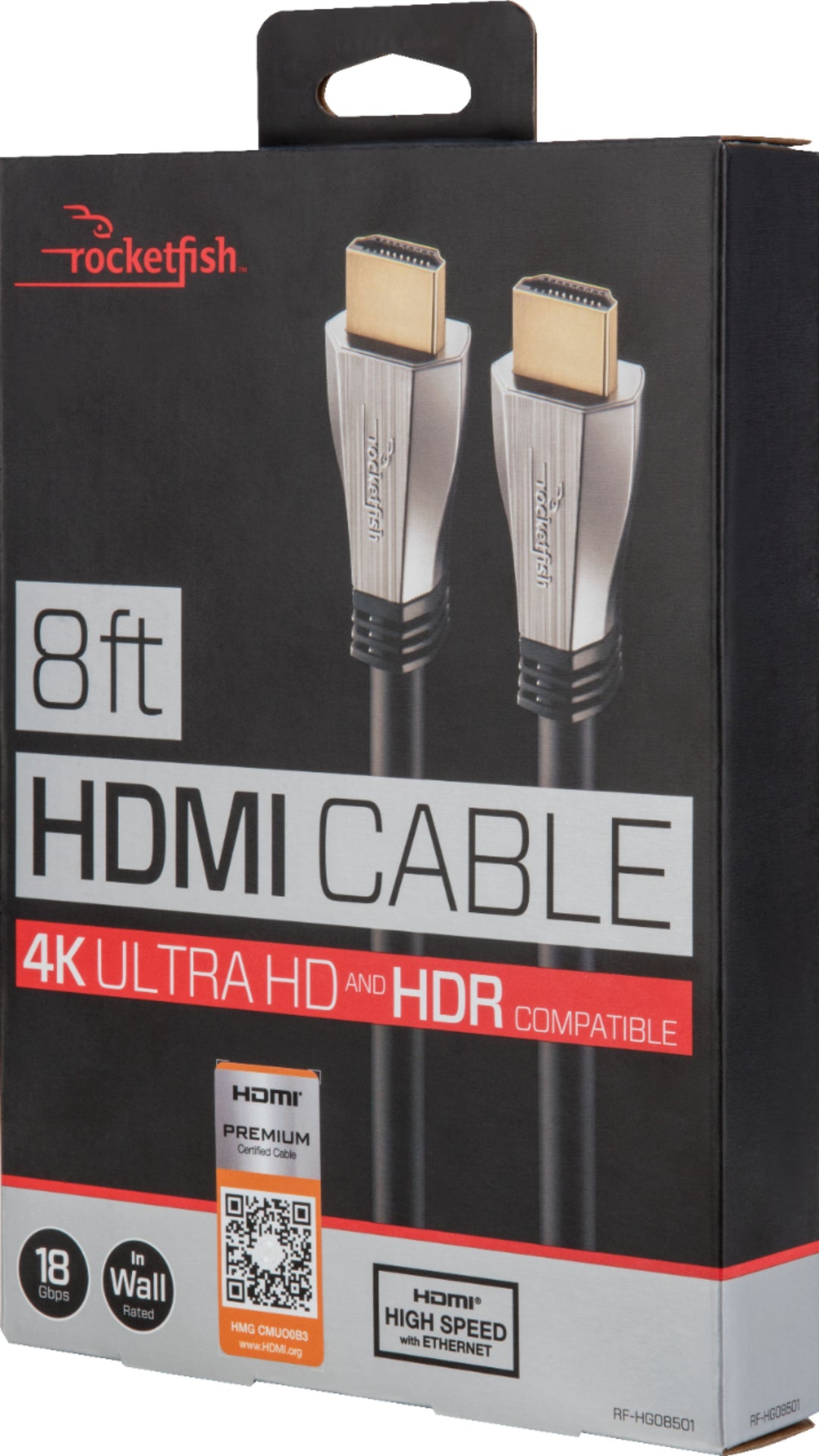 Rocketfish™ - 8' 4K UltraHD/HDR In-Wall Rated HDMI Cable - Black_6