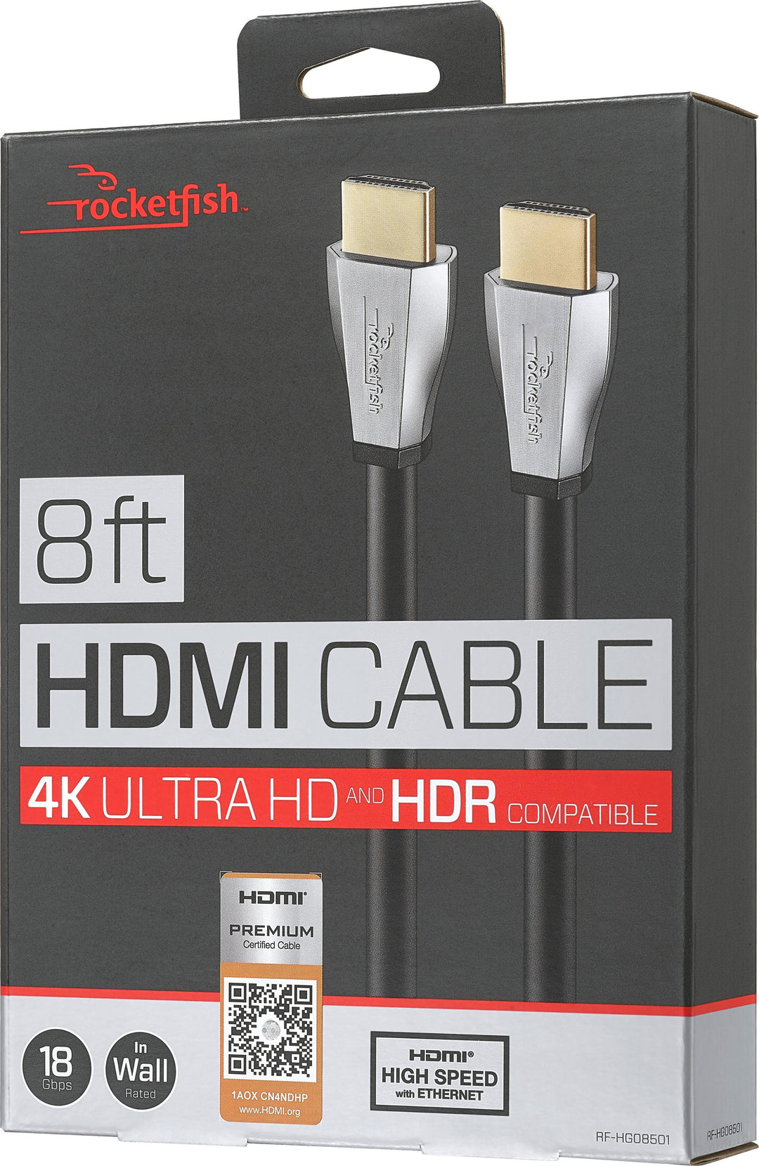 Rocketfish™ - 8' 4K UltraHD/HDR In-Wall Rated HDMI Cable - Black_5
