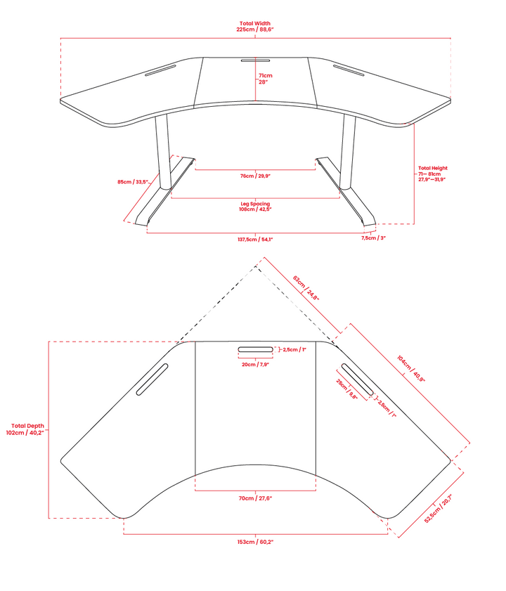 Arozzi - Arena Angelo Gaming Desk - Gun Metal_5