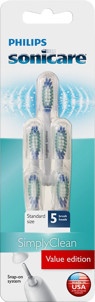 Philips Sonicare - Simply Clean Brush Heads (5-Pack) - White_2
