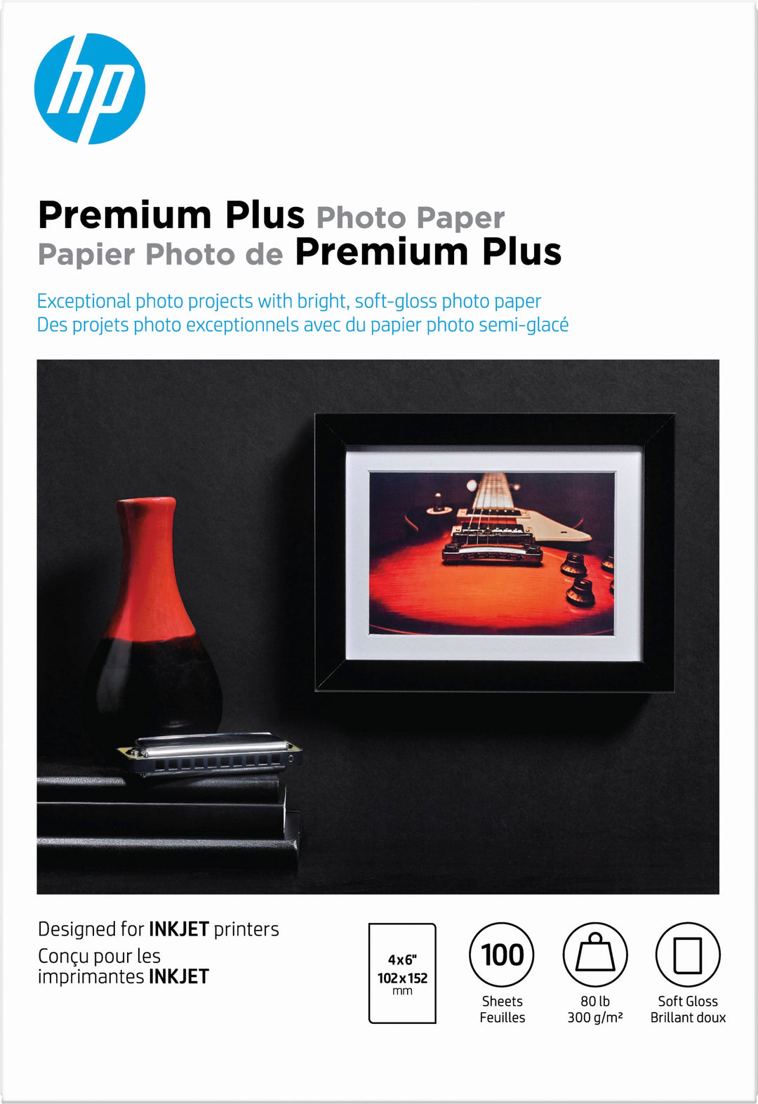 HP - Premium Plus Soft Gloss 4" x 6" Photo Paper - 100 count - White_1