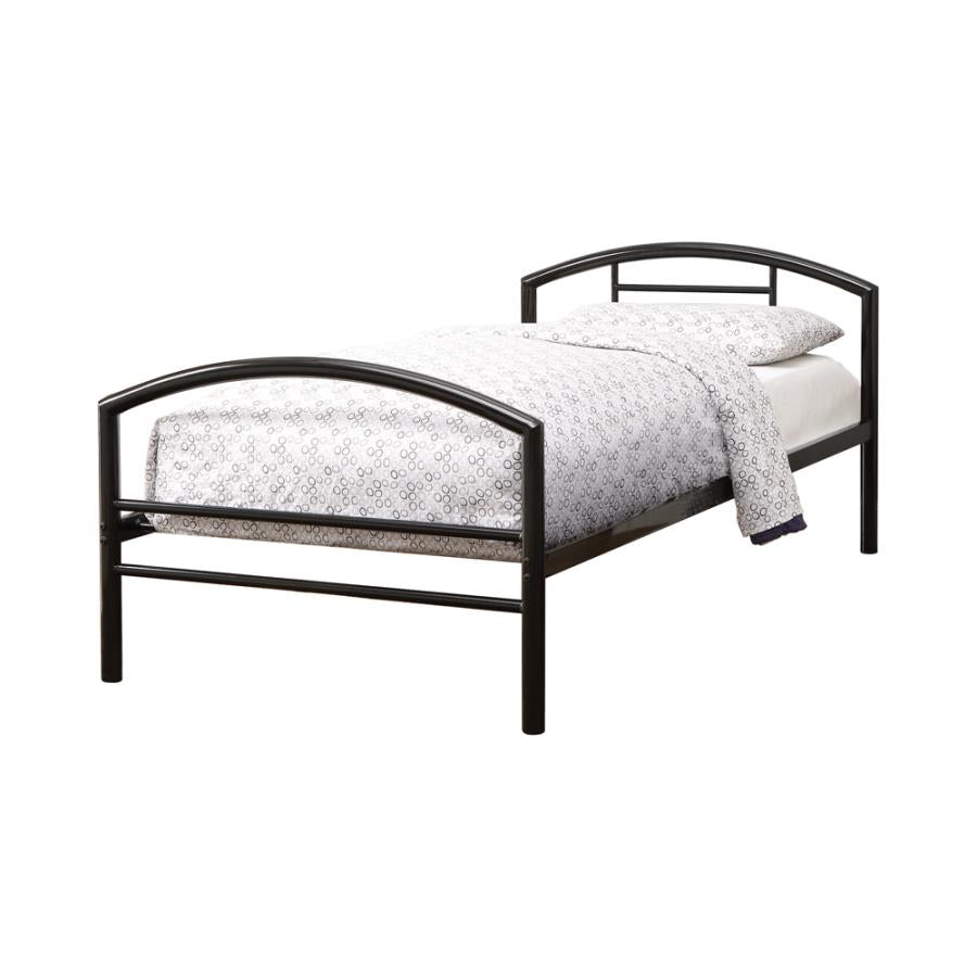 Baines Twin Metal Bed with Arched Headboard Black_1