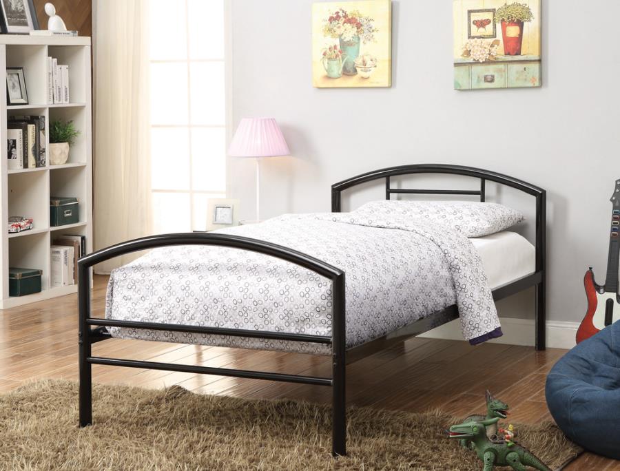 Baines Twin Metal Bed with Arched Headboard Black_0