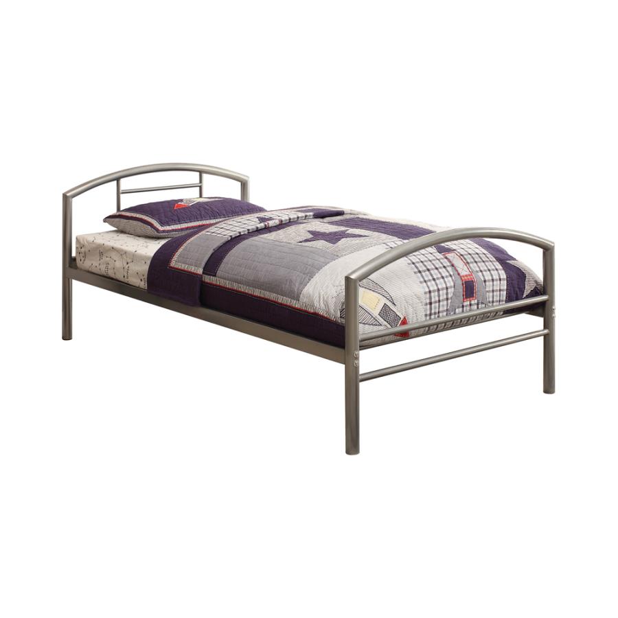 Baines Twin Metal Bed with Arched Headboard Silver_1