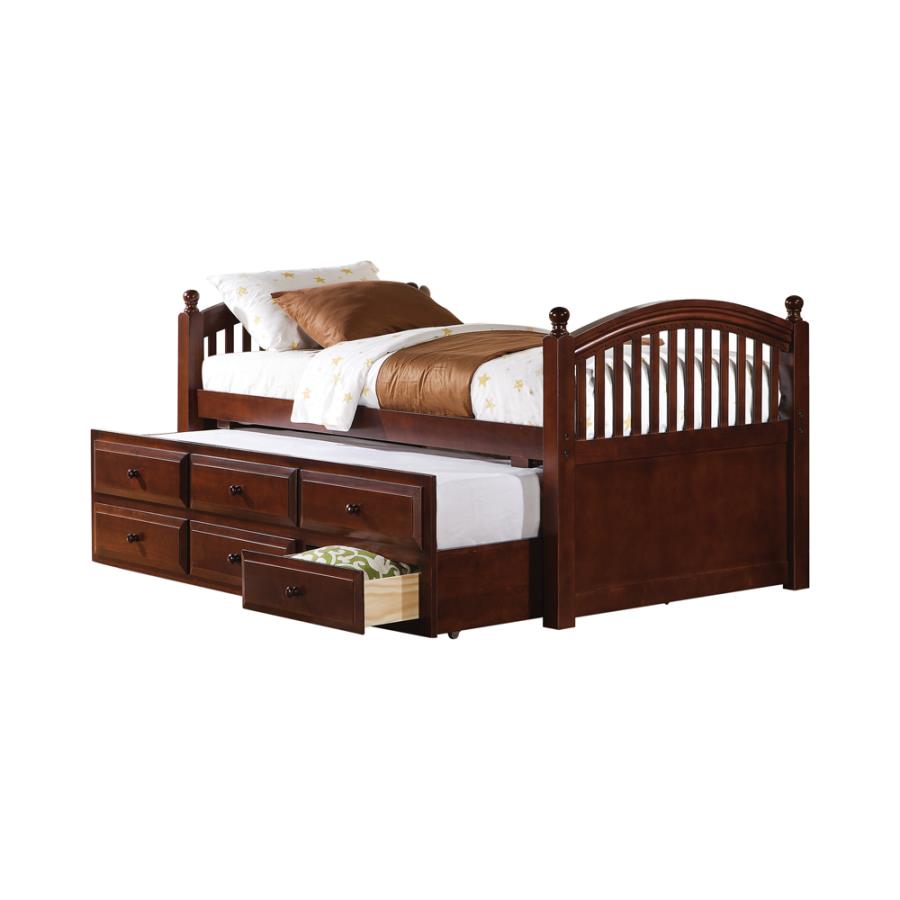 Twin Captain's Bed with Trundle and Drawers Chestnut_1