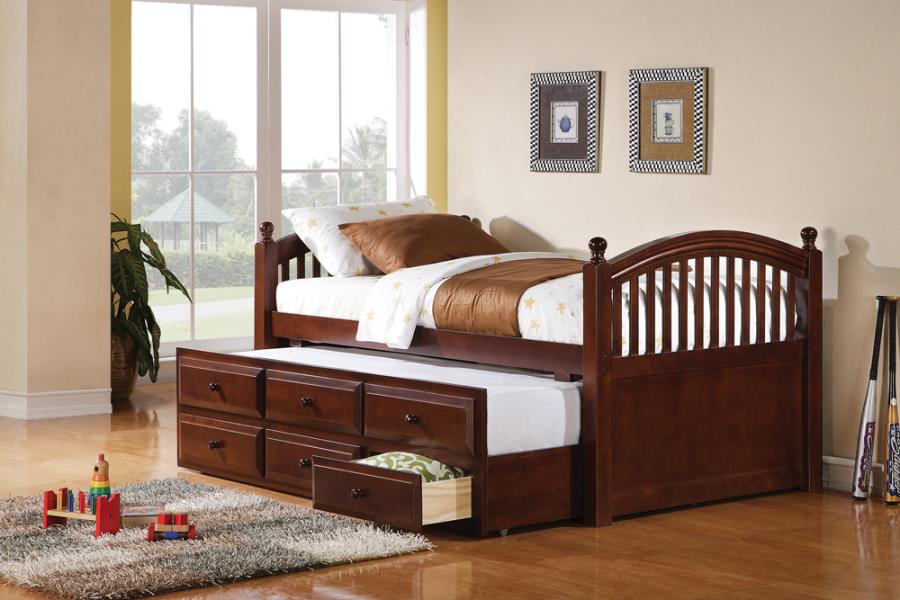 Twin Captain's Bed with Trundle and Drawers Chestnut_0