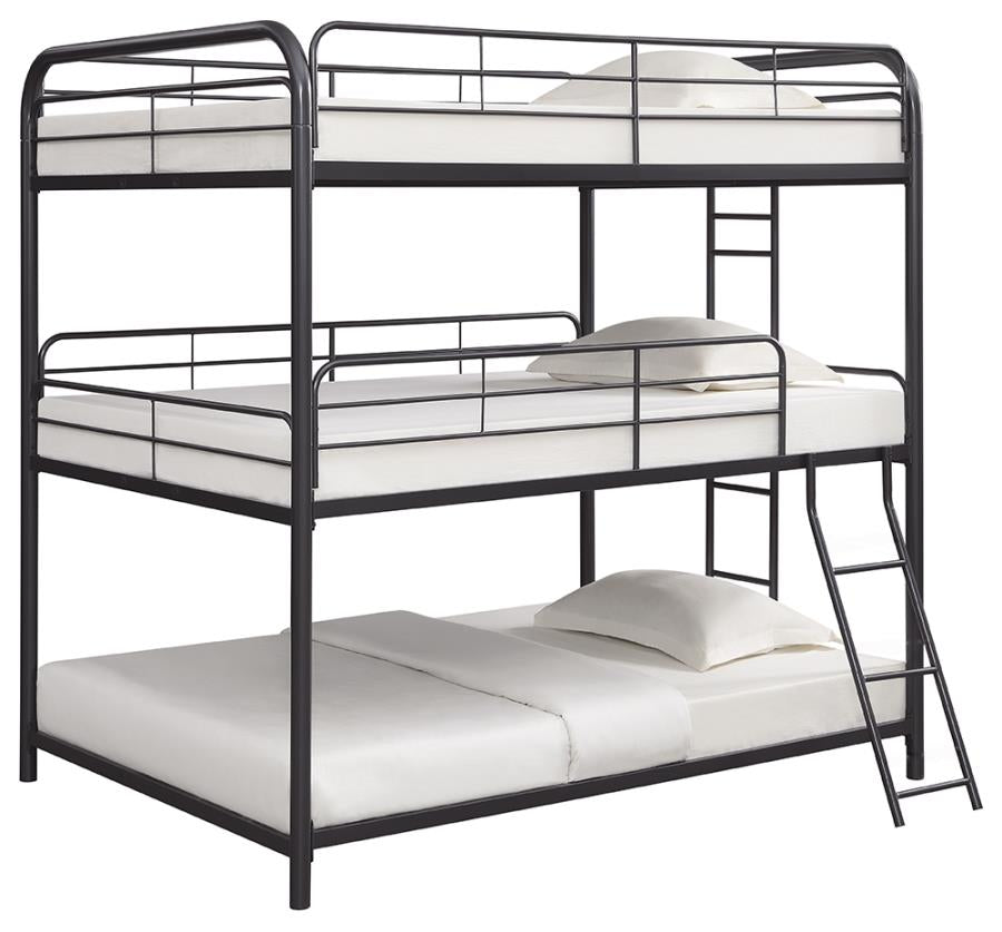 Garner Triple Bunk Bed with Ladder Gunmetal_0