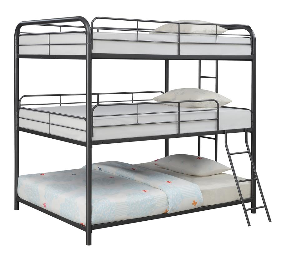 Garner Triple Bunk Bed with Ladder Gunmetal_1