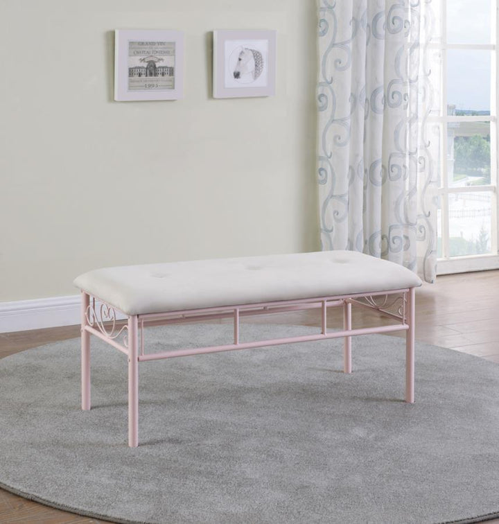 Massi Tufted Upholstered Bench Powder Pink_0