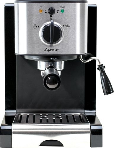 Capresso - EC100 Espresso Machine with 15 bars of pressure, Milk Frother and Thermoblock heating system - Black/stainless steel_0