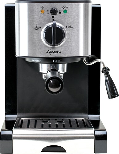 Capresso - EC100 Espresso Machine with 15 bars of pressure, Milk Frother and Thermoblock heating system - Black/stainless steel_1