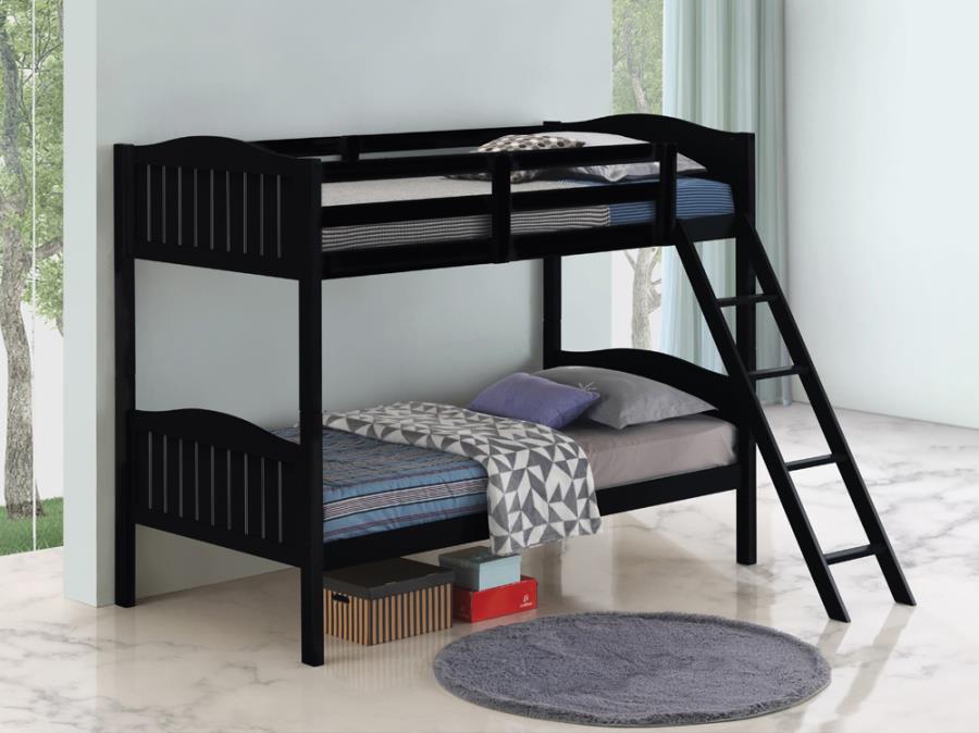 Littleton Twin/Twin Bunk Bed with Ladder Black_0