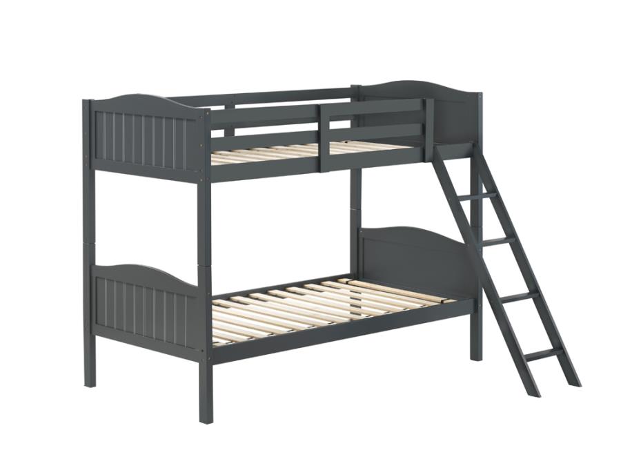 Littleton Twin/Twin Bunk Bed with Ladder Grey_2