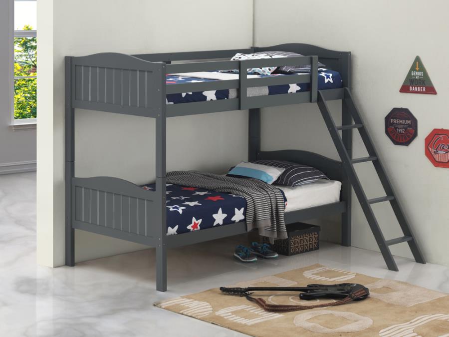 Littleton Twin/Twin Bunk Bed with Ladder Grey_0