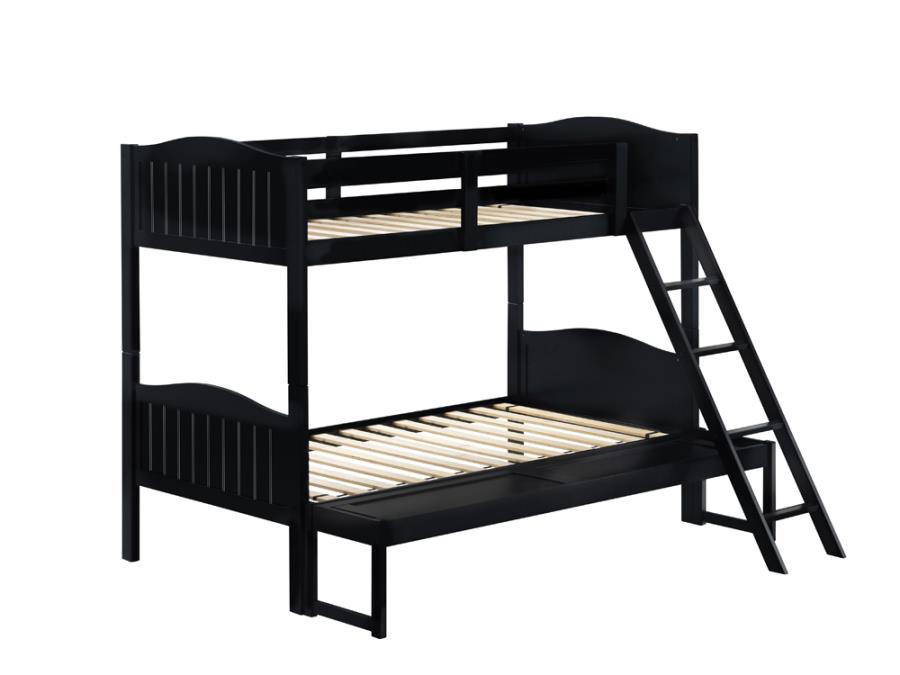 Littleton Twin/Full Bunk Bed with Ladder Black_2
