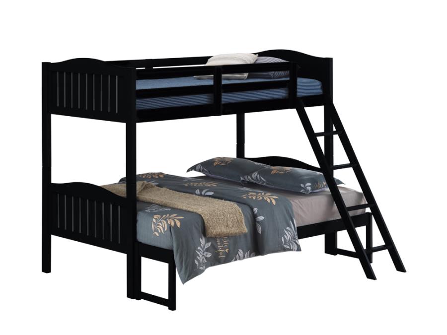 Littleton Twin/Full Bunk Bed with Ladder Black_1