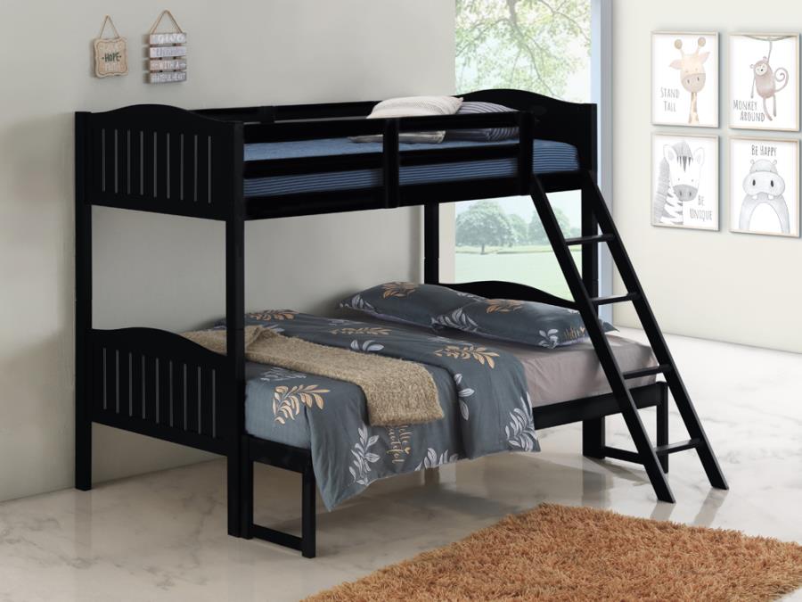 Littleton Twin/Full Bunk Bed with Ladder Black_0