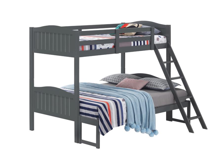 Littleton Twin/Full Bunk Bed with Ladder Grey_1