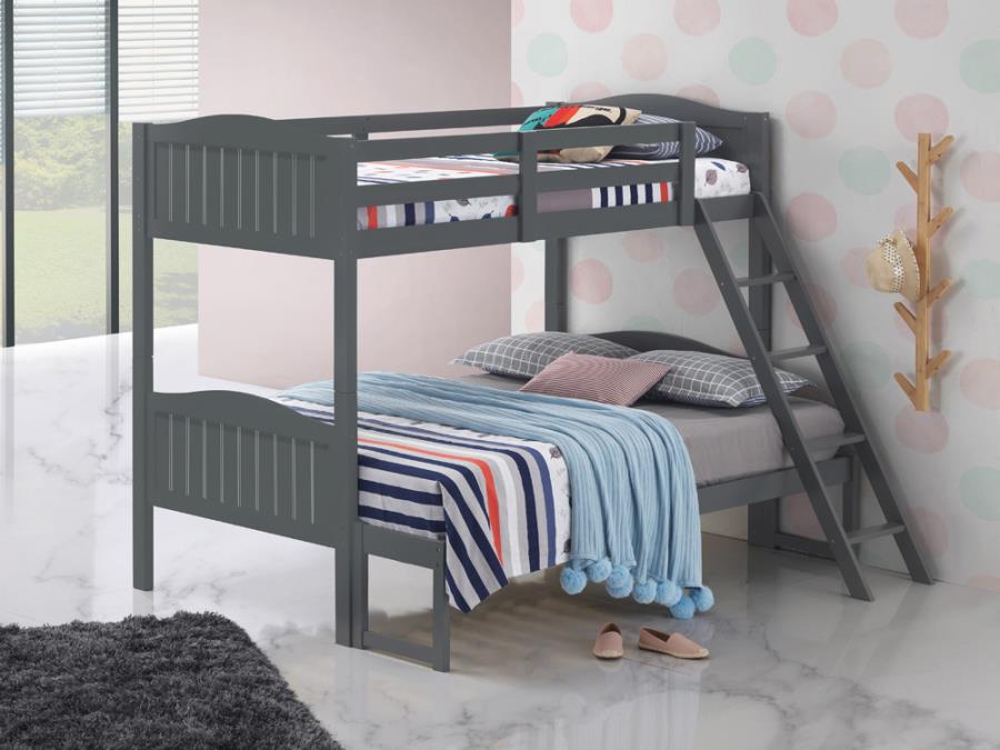 Littleton Twin/Full Bunk Bed with Ladder Grey_0