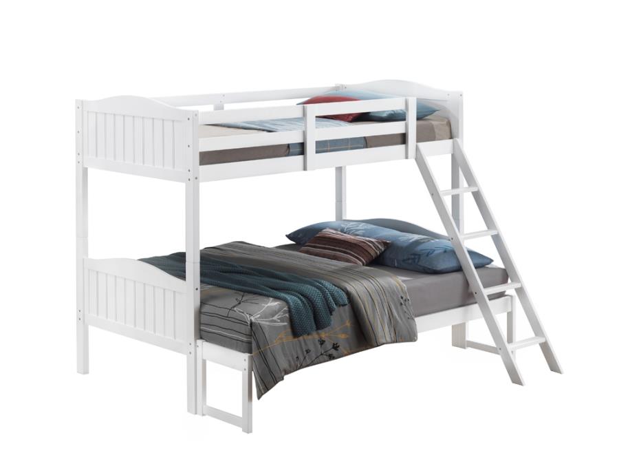 Littleton Twin/Full Bunk Bed with Ladder White_1