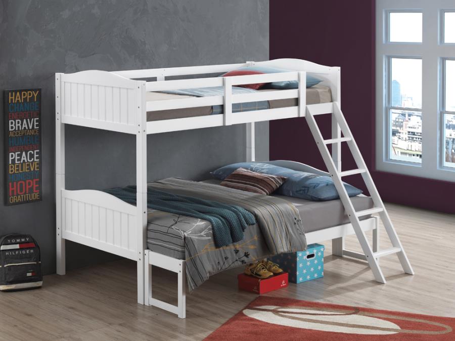 Littleton Twin/Full Bunk Bed with Ladder White_0