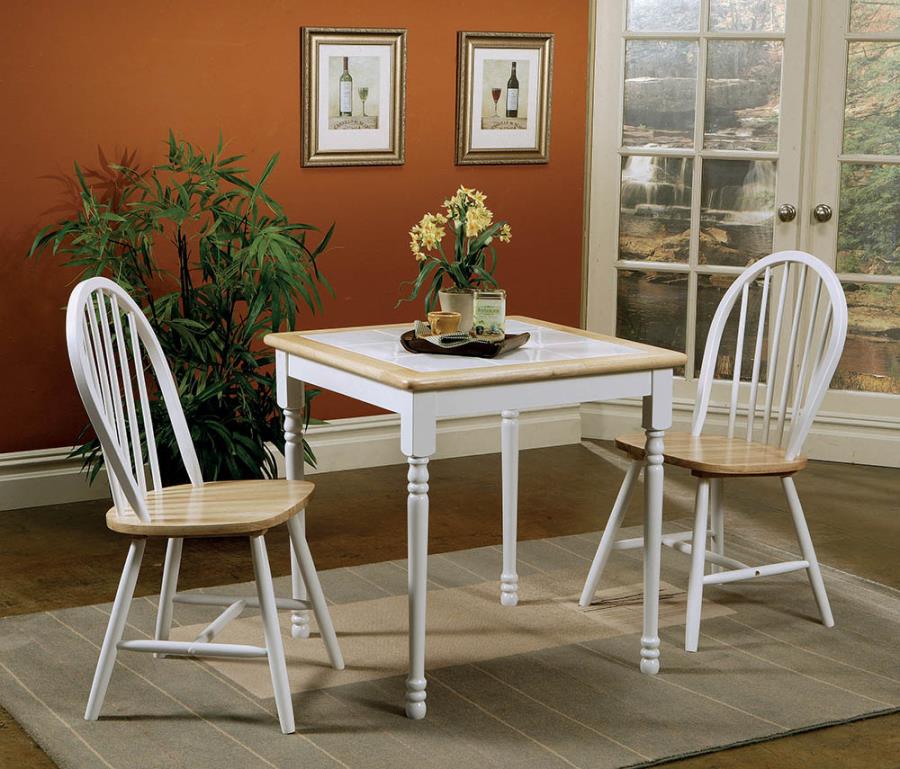 Windsor Side Chairs Natural Brown and White (Set of 4)_1