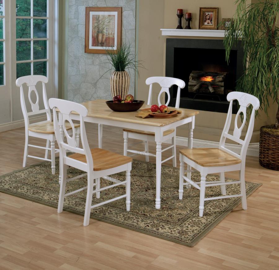 Rectangle Dining Table Natural Brown and White_4