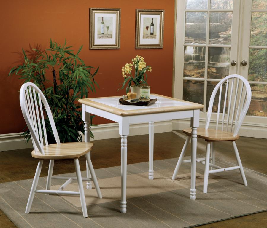 5-piece Square Dining Set Natural Brown and White_0