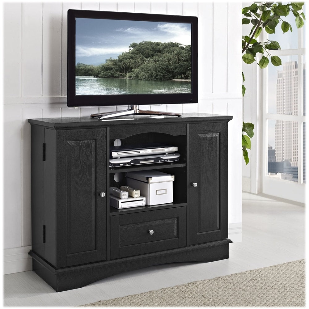 Walker Edison - Rustic Traditional TV Stand Cabinet for Most TVs Up to 50" - Black_3