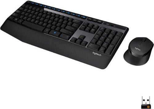 Logitech - MK345 Wireless Ergonomic Optical Combo Keyboard and Mouse - Black/blue_0