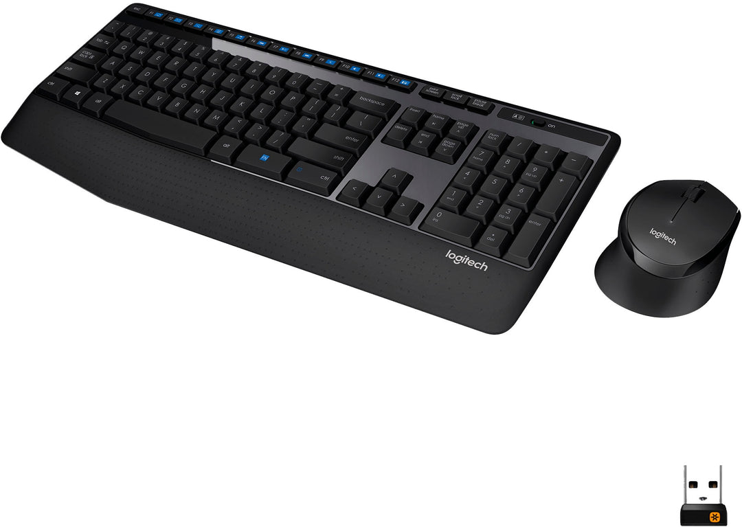 Logitech - MK345 Wireless Ergonomic Optical Combo Keyboard and Mouse - Black/blue_1