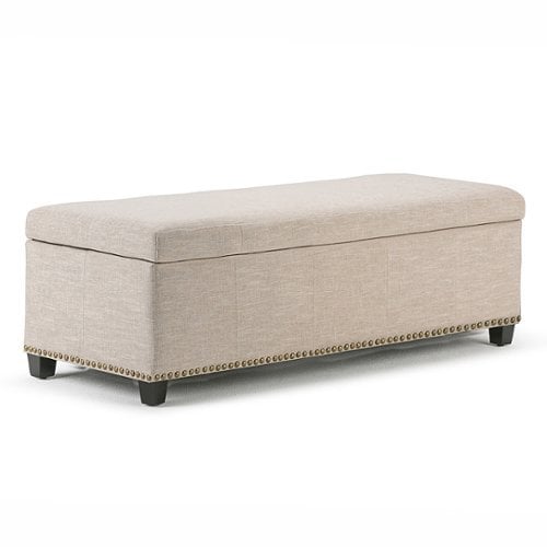 Simpli Home - Kingsley Rectangular Polyester Bench Ottoman With Inner Storage - Natural_0
