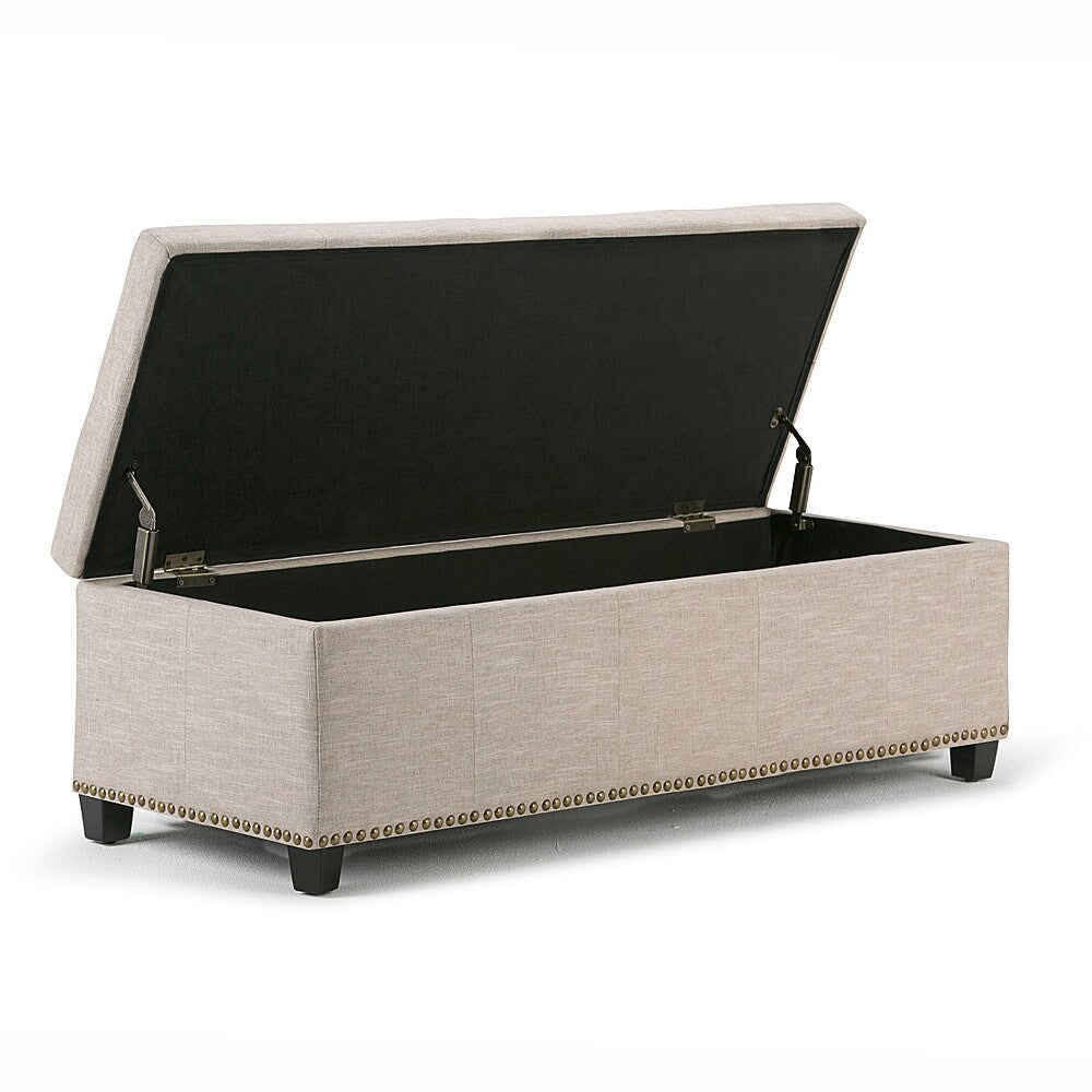 Simpli Home - Kingsley Rectangular Polyester Bench Ottoman With Inner Storage - Natural_7