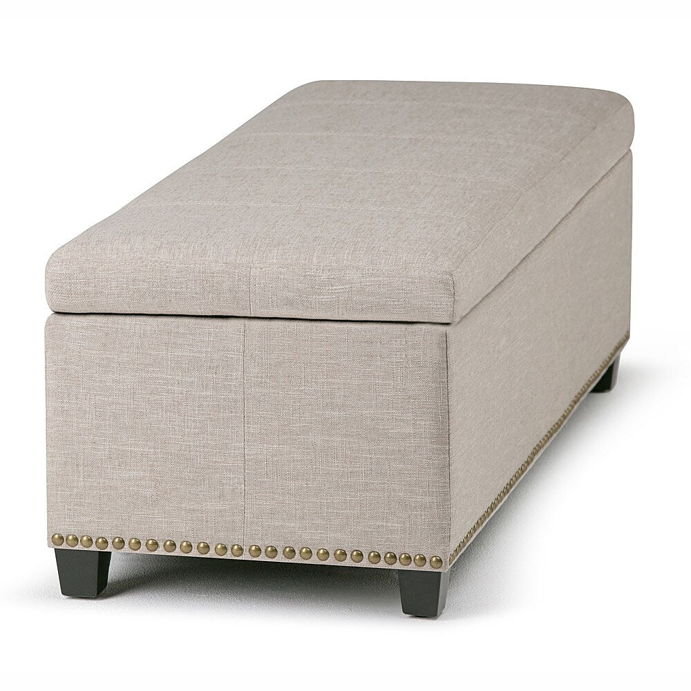 Simpli Home - Kingsley Rectangular Polyester Bench Ottoman With Inner Storage - Natural_5